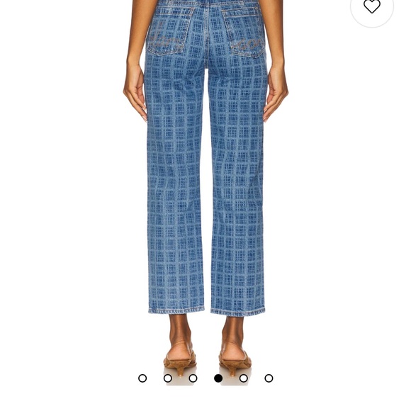 Damson Madder Tovie Jeans in Blue check front seam US 14 UK 18 - Picture 5 of 10